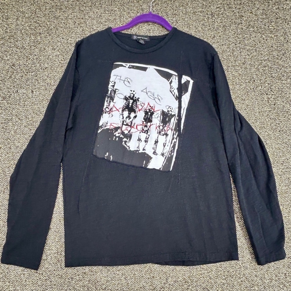 Modern INC International Concepts Skeleton Graphic Tee Black Cotton Mens Size M